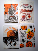 Vintage Halloween Trick Or Treat Candy Bags Cowboy Spider Witch Black Ca... - $15.08