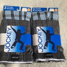 NWT 4 Pairs (2 Pks) Jockey Boys Woven Boxers Sz S 6-8 Underwear Blue Gray Pants - £18.48 GBP