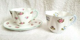 Three Pieces of SHELLEY China Two Cups ( ONE REPAIRED )  One Saucer - £14.09 GBP