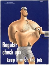 Regular Check Ups - Keep Him On The Job - 1942 - WWII - Health Magnet - $11.99