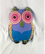 Pier One 15” Owl Decorative Throw Pillow Teal Hot Pink Lime Green Psyche... - $34.50