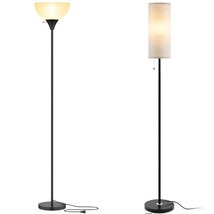 Floor Lamp, Led Standing Lamps With White Plastic Shade, Black Modern To... - $81.99