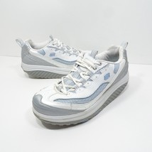 Skechers Womens Shape Ups 9.5 White Blue Sneakers Toning Walking Shoes 1... - £21.08 GBP