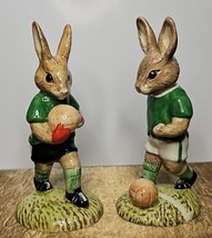 Royal Doulton Bunnykins Goalkeeper &amp; Footballer Figurines DB116 DB117 Green LE - £682.44 GBP