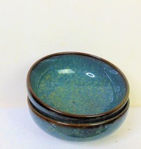 Set of 2 Turquoise Blue Glazed Bowls 4.5 Inch Diameter Ceramic - £14.55 GBP