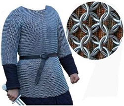 Medieval Armor I butted Aluminum Chainmail Shirt silver color 10mm costume larp - £69.44 GBP