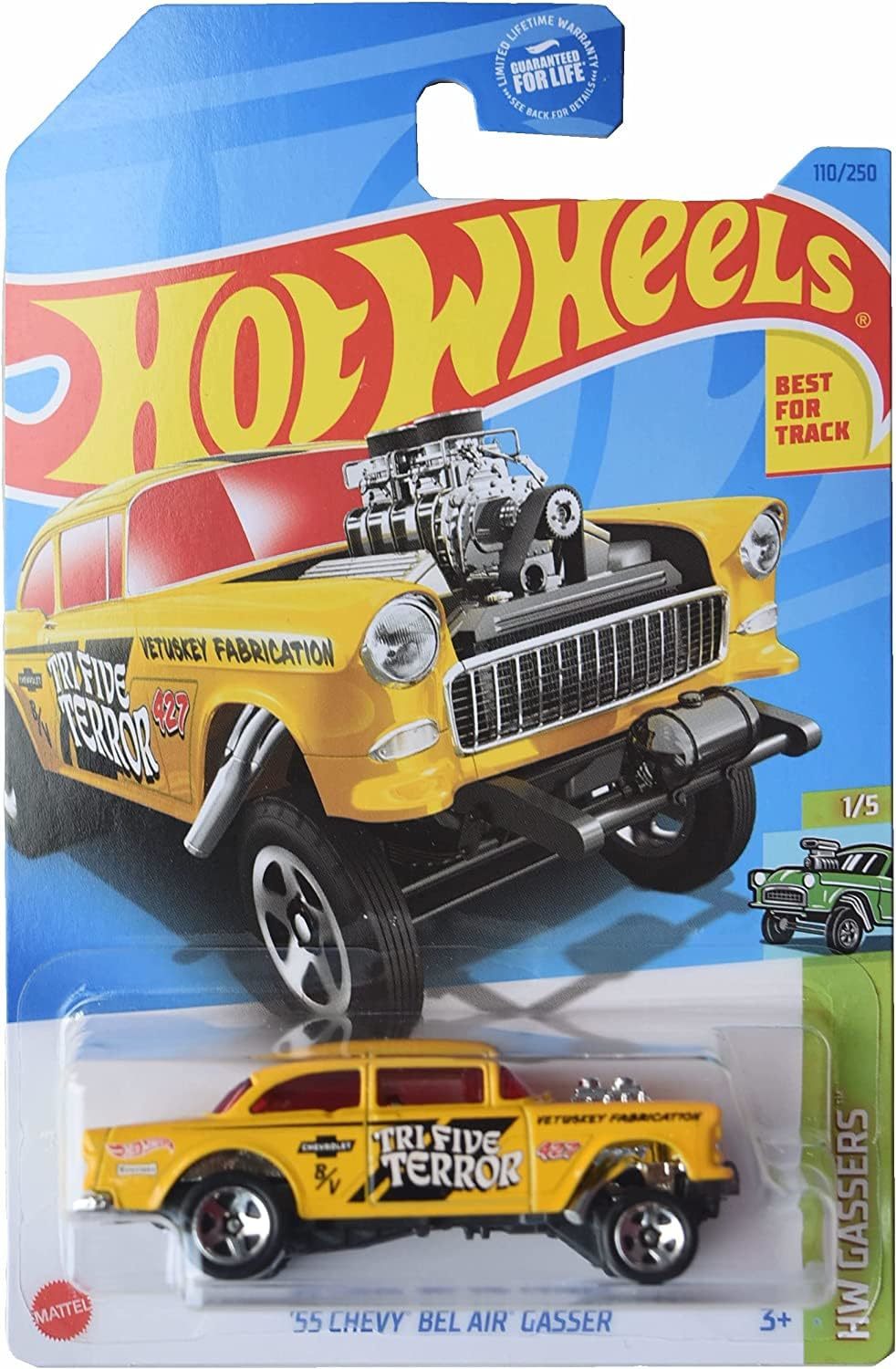 Hot Wheels &#39;55 Chevy Bel Air Gasser, HW Gassers 1/5 [Yellow] 110/250 - $5.80