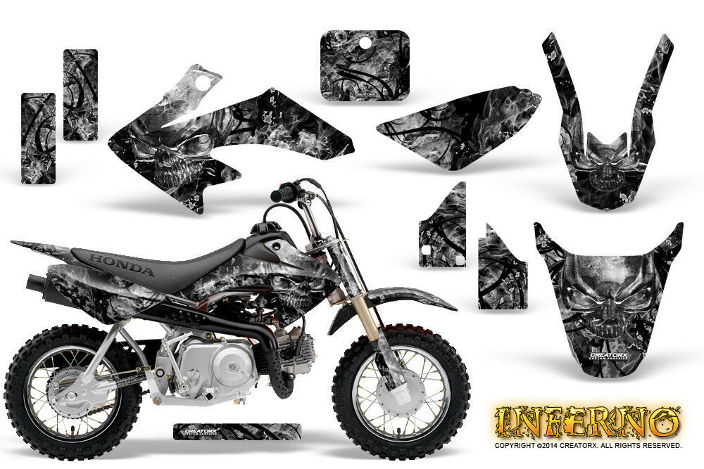 HONDA CRF 50 GRAPHICS KIT CREATORX DECALS STICKERS INFERNO SILVER - $108.90