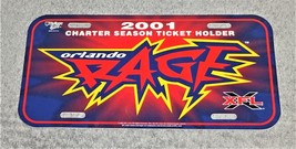 Orlando RAGE XFL 2001 Charter Season Ticket Holder Plastic License Plate - $9.90