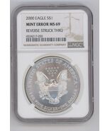 2000 Silver Eagle NGC MS 69 Errore Di Mint 69 - $266.80