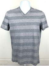 Michael Kors Mens Striped T Shirt Gray V Neck Size S 100% Cotton + FREE ... - £19.65 GBP