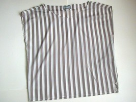 Intuitions Taupe &amp; White Striped Cap Sleeve Polyester Top Size 16 - £8.67 GBP