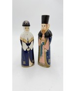 Vintage Folk Art Wood Carved Russian King &amp; Queen Hand Painted Signed Fi... - €78,12 EUR