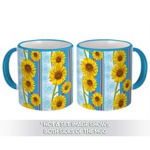Sunflowers Cluster : Gift Mug Seamless Pattern Color Lines Kitchen Garden Home D - £12.60 GBP
