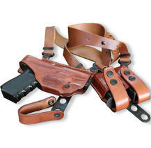 Fits CZ P-10 F 9mm Full Size 4.5”BBL Leather Shoulder Holster Double Mag #1493# image 7