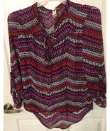 No Boundaries Women&#39;s Woven Sheer Top Choose S or M Pink Chevron NWT - $20.66 CAD