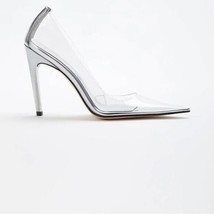 Good American Cinder-f*cking Rella Pumps Stiletto Heels Clear Silver 9.5 - £50.08 GBP