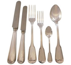 Fiddle Thread Italian 800 Silver Flatware Set for 12 Service 77 pcs boxed Dinner - £5,852.12 GBP