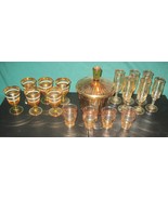 17 Vintage Retro 70s Barware Gold Rim Shot Glasses Glass Ice Bucket Set ... - $115.99 CAD