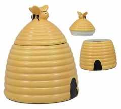 Rustic Wildlife Busy Honey Bumblebee Bee Hive Beehive Ceramic Cookie Jar... - $30.99