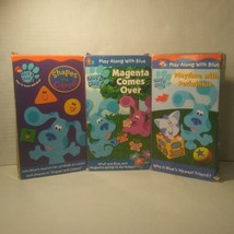 Blue&#39;s Clues VHS Lot of 3 For Kids Periwinkle Magenta Comes Over Shapes Colors - £11.86 GBP