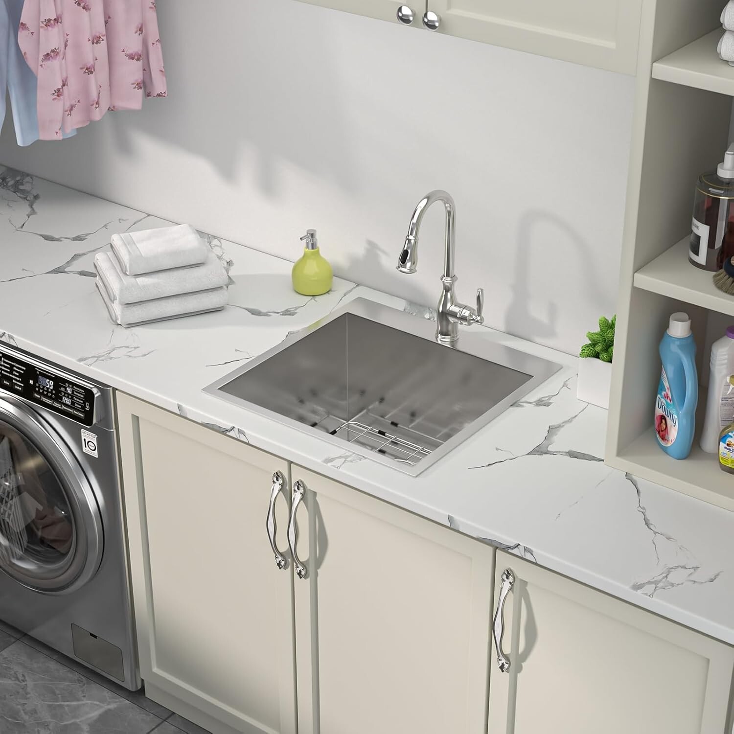 Sarlai 25 Inch Laundry Sink - 25x22x12 Drop In Stainless Steel Utility Sink Item image 6