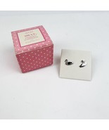 NEW Avon Vintage 1981 Child&#39;s Swan Pierced Earrings Silvertone Box Wear - $12.99