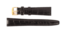 Genuine Movado Watch Band Black Textured Leather 18mm Gold Buckle NOS - £56.34 GBP