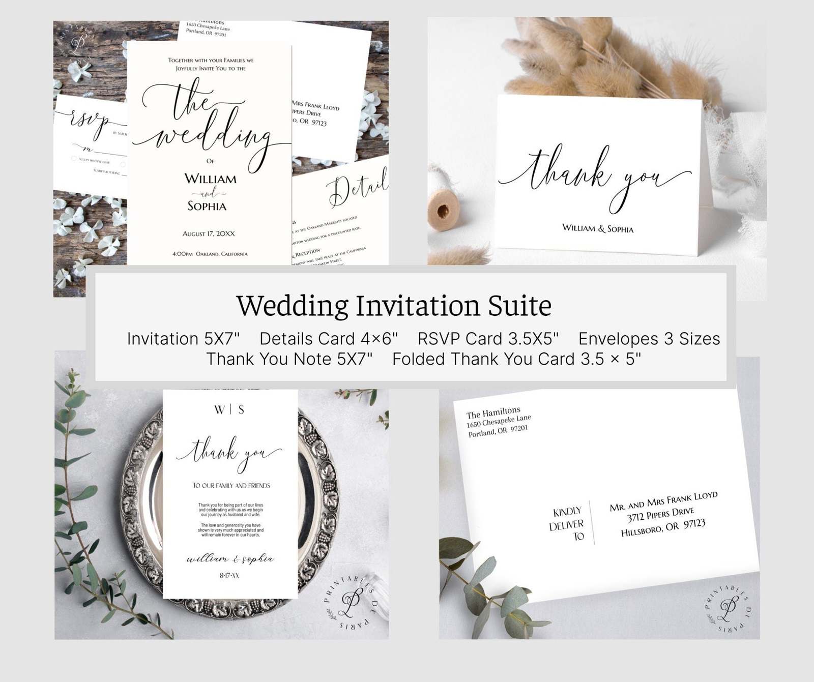 Wedding Template Kit, Printable Wedding Template Bundle, Minimalist ...