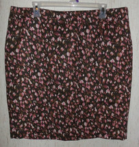 Nwot Womens Merona &quot;Stretch&quot; Lined Brown &amp; Pinik Leopard Print Skirt Size 16 - £19.91 GBP