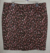 Nwot Womens Merona &quot;Stretch&quot; Lined Brown &amp; Pinik Leopard Print Skirt Size 16 - £18.82 GBP