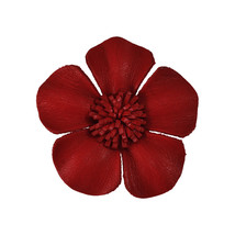 Beautifully Tropical Red Hawaiian Plumeria Blossom Genuine Leather Brooch or Pin - £9.40 GBP