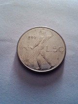 Italy 50 Lire Coin 1980 - $2.97