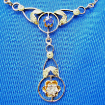 Earth mined Diamond Sapphire Cushion cut Art Deco Pendant 14k Antique Necklaces - $35,874.25 MXN