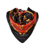 Anyyou Scarf for Women Black Red Gold Printed Polyester Silk Big Square ... - €15,34 EUR