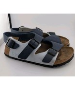 Women&#39;s Size 6 Birkenstocks Navy Blue White Birki&#39;s Sandals Slingback Bu... - $48.38