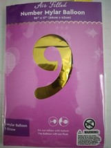 1 Pcs 26&quot; Gold Number 9 Foil Balloon Nine Year Decoration Happy Birthday Party - £8.60 GBP