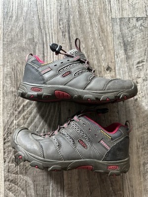 Keen Targhee Youth Trail Shoes Size 1 Gray Pink Leather Waterproof Quick... - $14.04