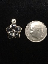 Black Flower Enamel Bangle Pendant charm BG 9 Necklace Charm - $12.30