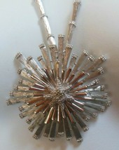 Vintage Signed MONET Textured Pendant Necklace/Brooch Large Starburst 25&quot; - £116.81 GBP