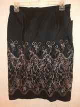 NWT Night Way Collections Skirt Sz 8 Black w/ Silver Embroidery Straight... - $19.79