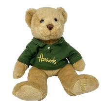 Harrods Teddy Bear Plush Tan Green Shirt 7 Inch Promotional Stuffed Animal - £11.59 GBP