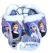 Girls Plush Slippers Disney Frozen II Elsa Anna Toddler Size 5-6 Purple NEW - £6.77 GBP