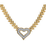 1.00 Carat Round Cut Diamond Heart Shape Necklace 14K Yellow Gold - £1,427.11 GBP