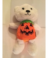 Halloween Jack o lantern bear plush pumpkin animal white orange 12 inch - $11.59