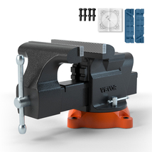 VEVOR Bench Vise 6in Jaw 5.9in Opening 360° Swivel Base Anvil Ductile Iron - $62.99