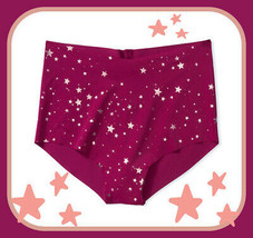 M  Berry Rose Gold STAR NOSHOW Edge Victorias Secret High Waist Midi Brief Panty - £10.38 GBP