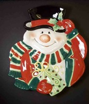 Merry Christmas Snowman canape plate top hat gifts Fitz &amp; Floyd Essentia... - $11.16