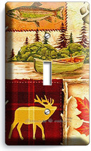Hunting Cabin Fishing Moose Patchwork 1 Gang Light Switch Wall Plates Room Decor - £8.14 GBP