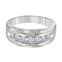 0.75CT Round Simulated Diamond Mens Wedding Single Row Band Ring Gold Plated - £123.87 GBP